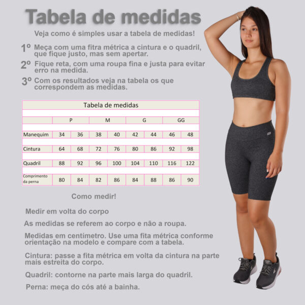 Tabela de medida da bermuda