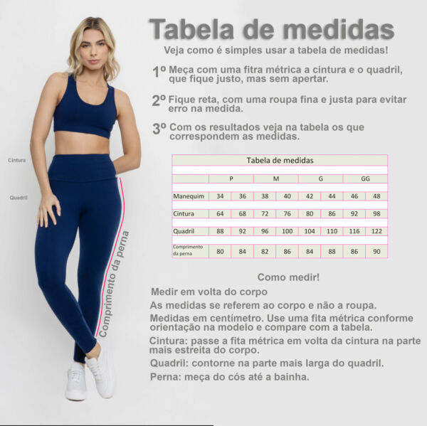 Tabela legging marinho