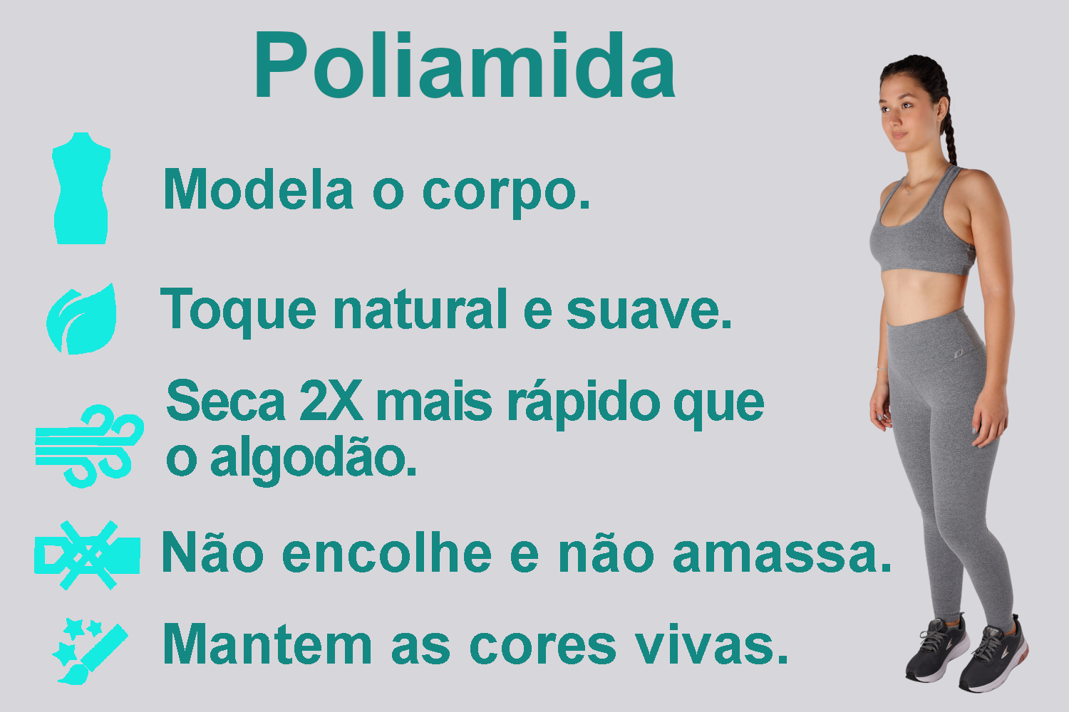 Legging Fitness Power Polliamida Legging mescla claro