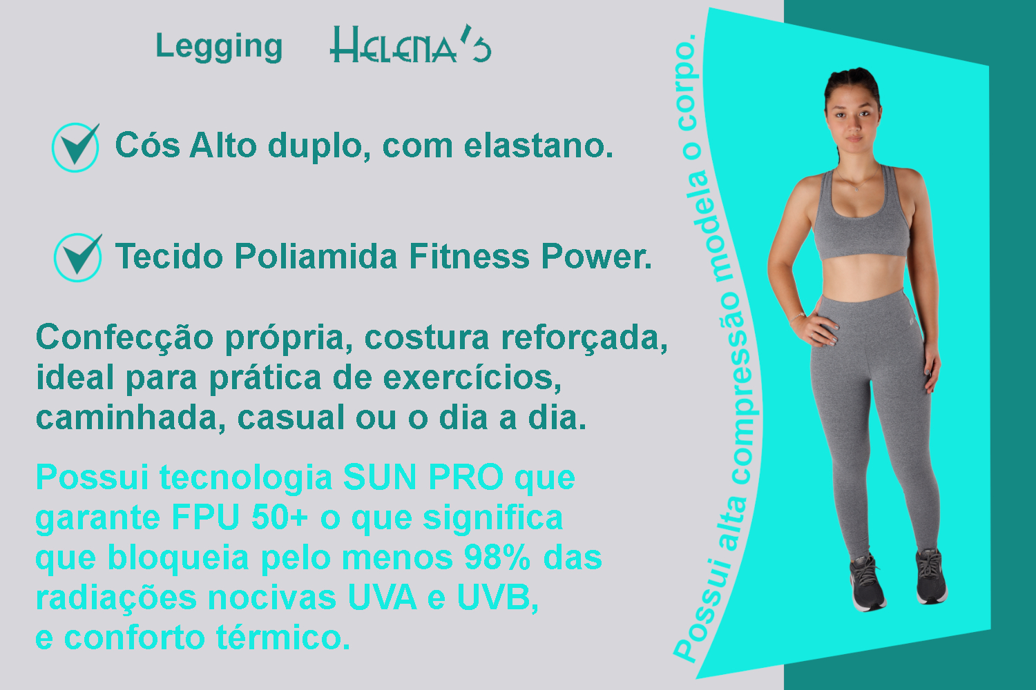 Legging modela o corpo Legging cinza claro
