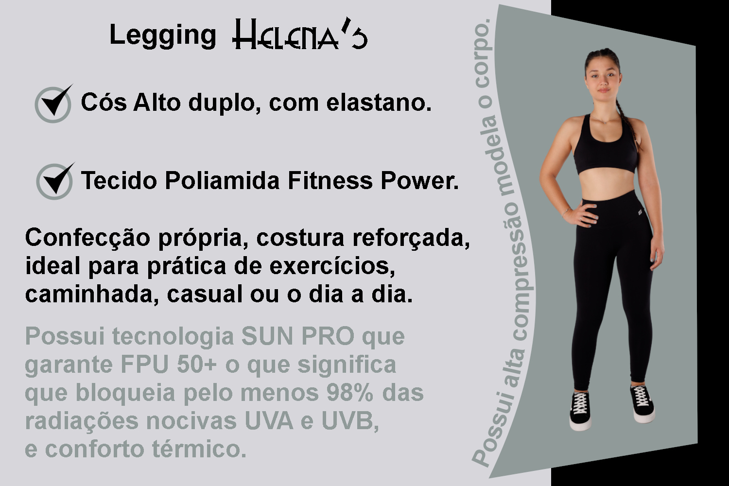 Legging fitness Legging cós alto preta