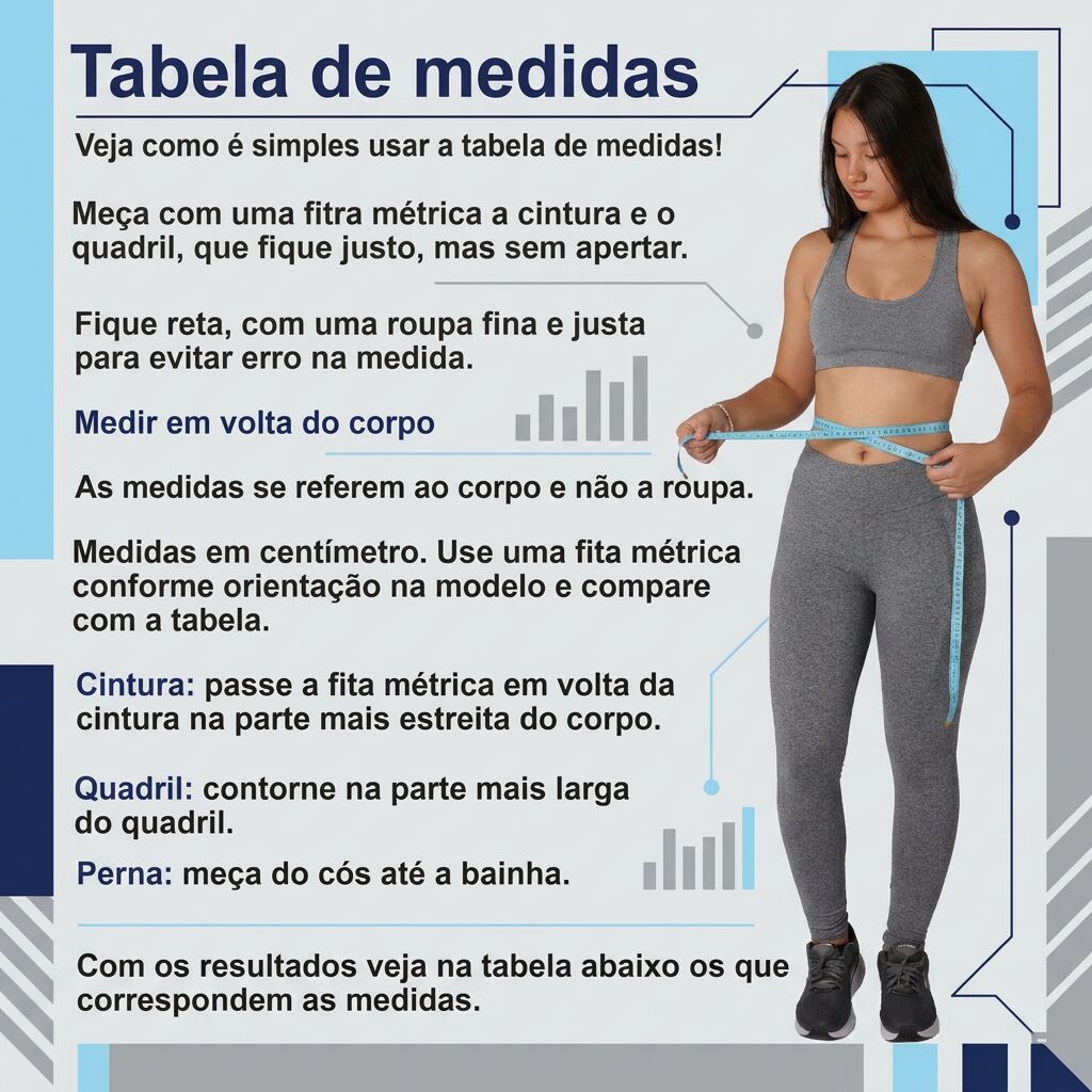 Tabela de medidas Legging Mescla Claro