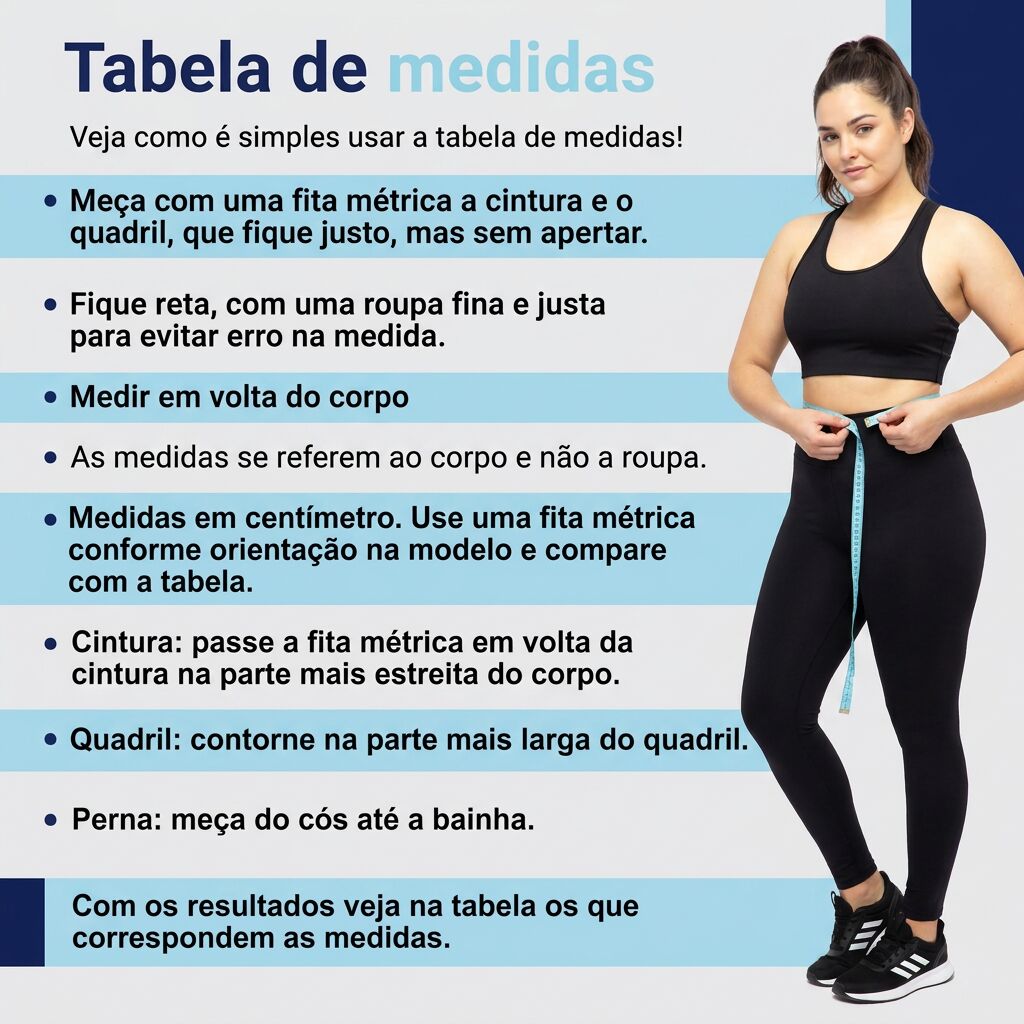 Tabela de medidas legging