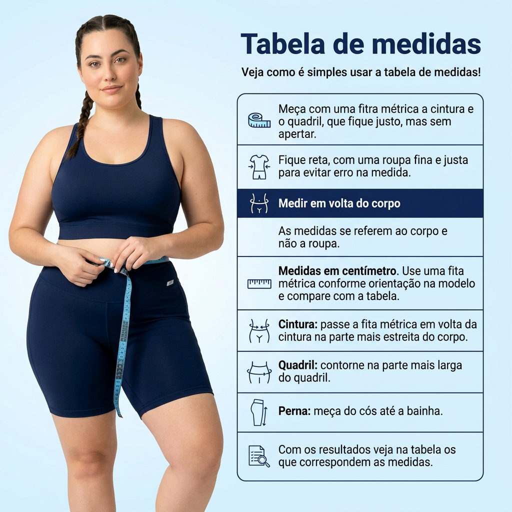 Tabela de medida bermuda marinho