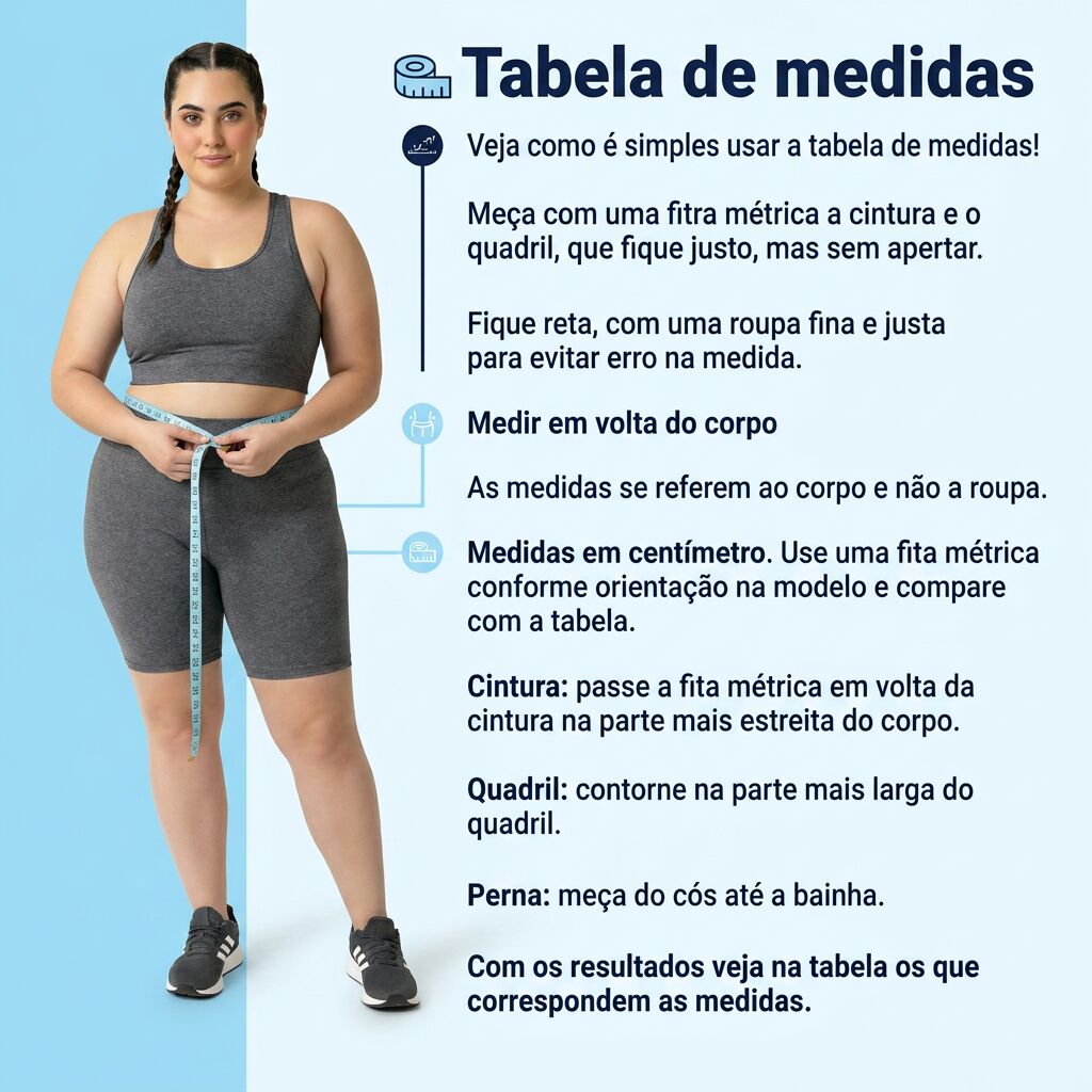 Tabela de medidas bermuda mescla escuro