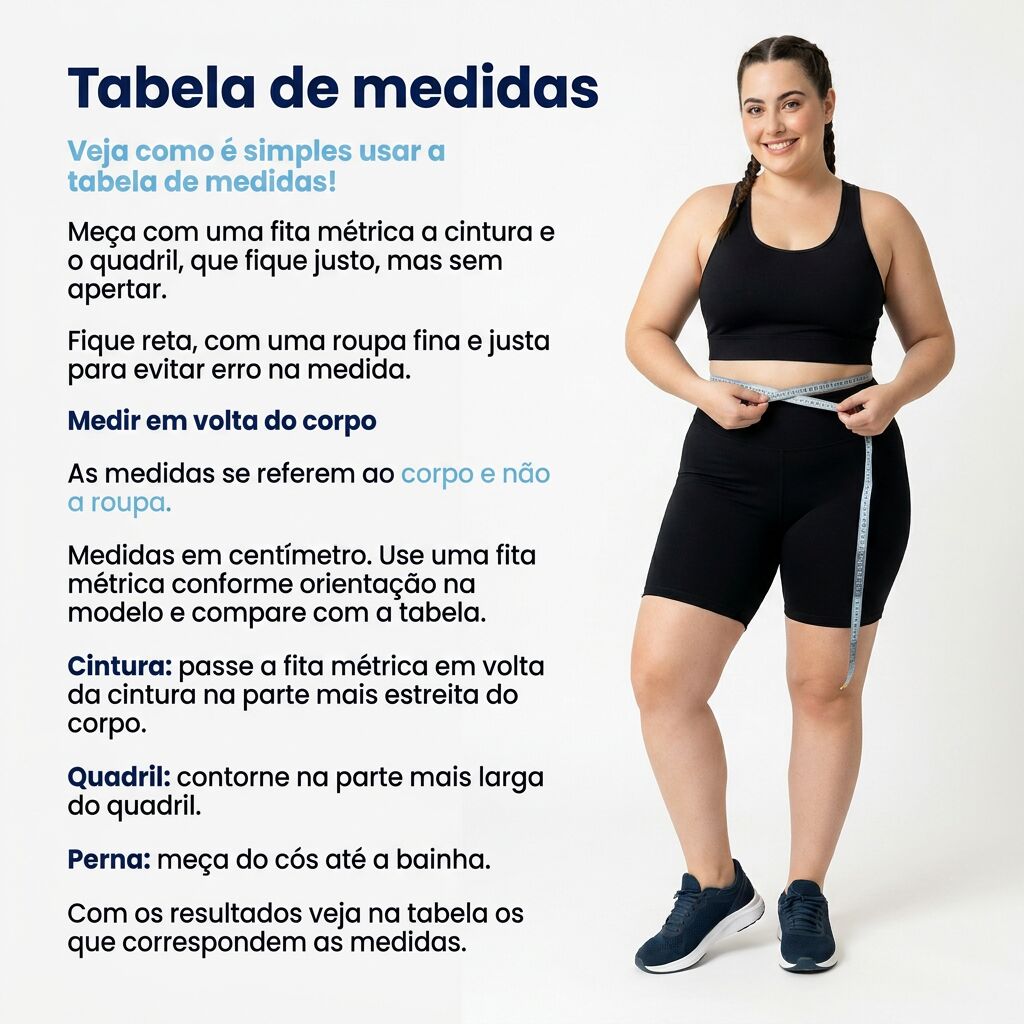 Tabela de medidas preta plus size
