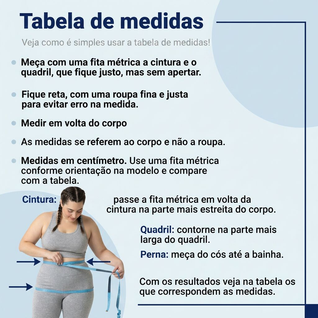 Tabela de medidas legging plus size Helenas